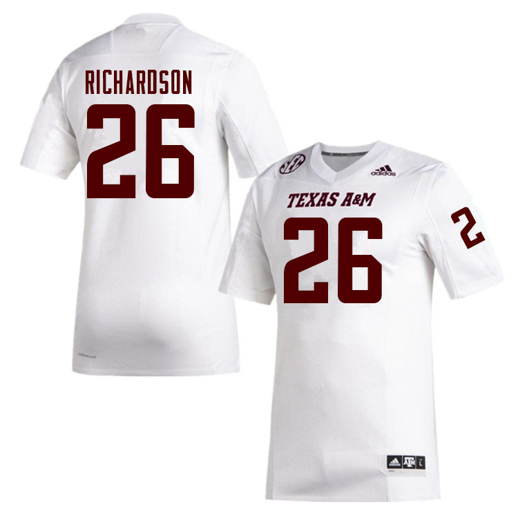 Men #26 Demani Richardson Texas A&M Aggies College Football Jerseys Sale-White